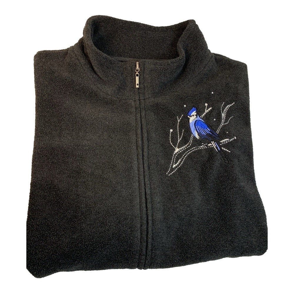 Northern Reflections Blue Jay Motif Fleece Vest Women's XL Gray‎ Cozy Warm
